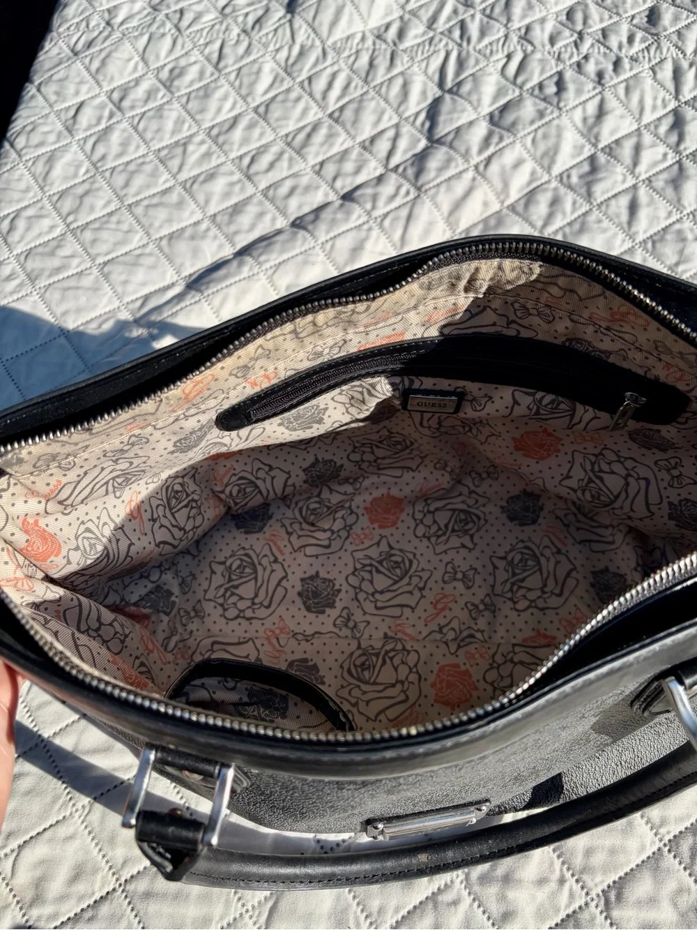 GUESS Black Logo Print Tote Bag